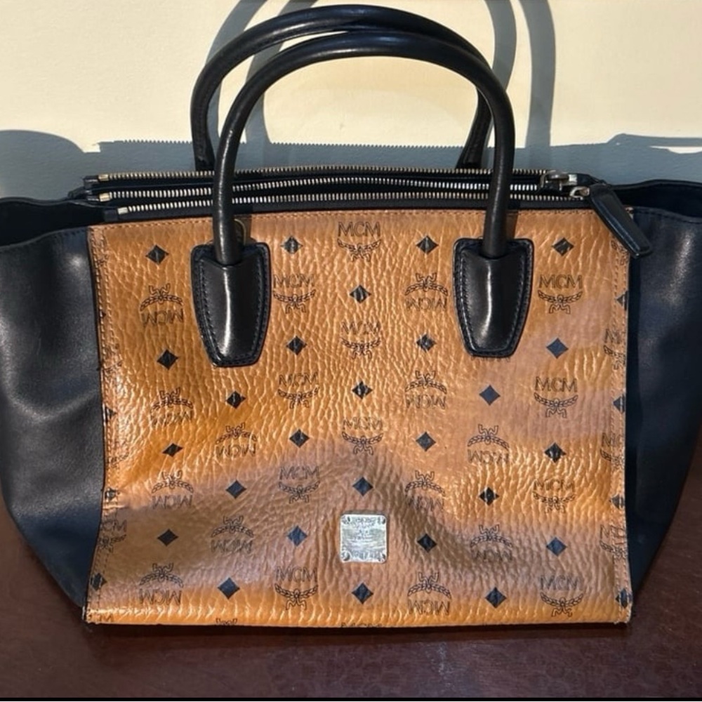 Vintage MCM Leather Tote Bag in Cognac